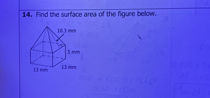 14. Find the surface area of the figure below.