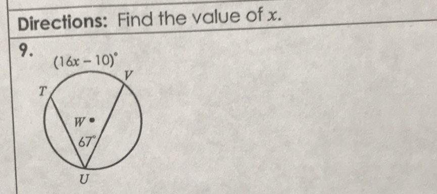 Directions: Find the value of \( x \).