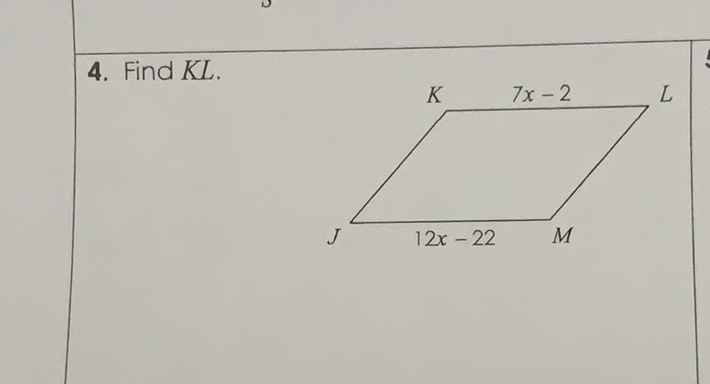 4. Find KL.