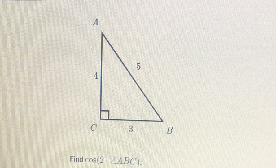 Find \( \cos (2 \cdot \angle A B C) \).