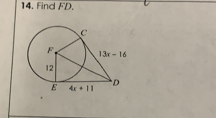 14. Find \( F D \).