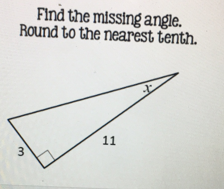 Find the missing angle. Round to the nearest tenth.