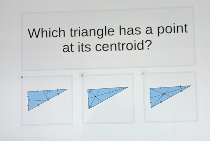 Which triangle has a point at its centroid?