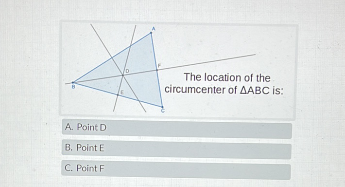 A. Point D
B. Point \( E \)
C. Point \( F \)