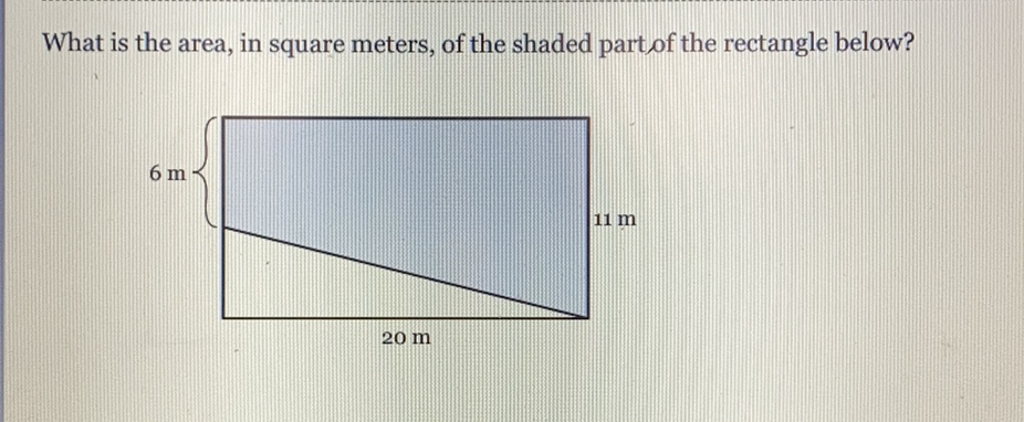What is the area, in square meters, of the shaded part of the rectangle below?