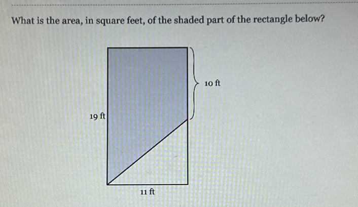 What is the area, in square feet, of the shaded part of the rectangle below?