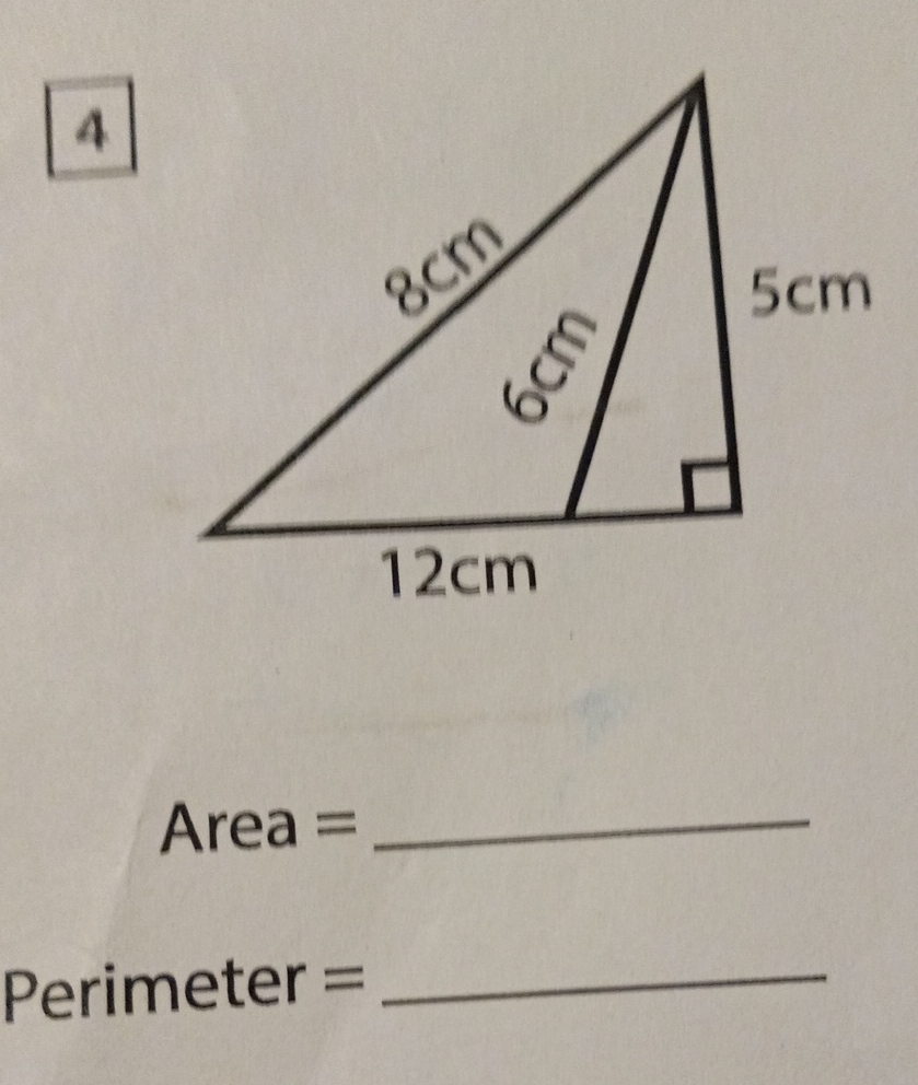 Area \( = \)
Perimeter =