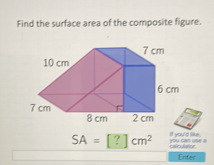 Find the surface area of the composite figure,