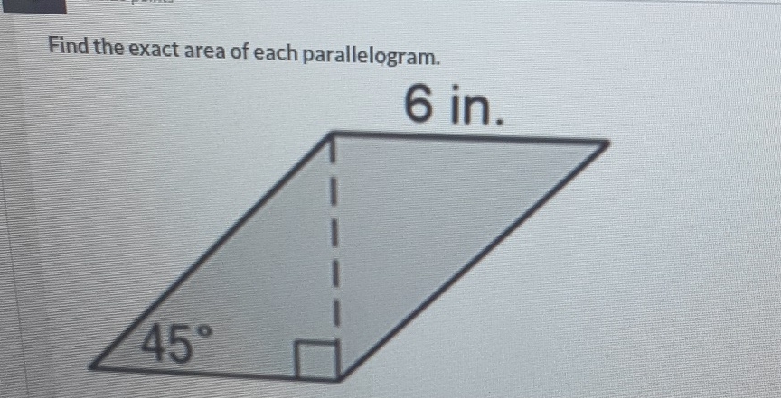 Find the exact area of each parallelogram.