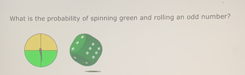 What is the probability of spinning green and rolling an odd number?