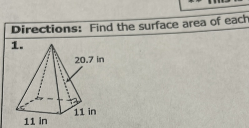 Directions: Find the surface area of each