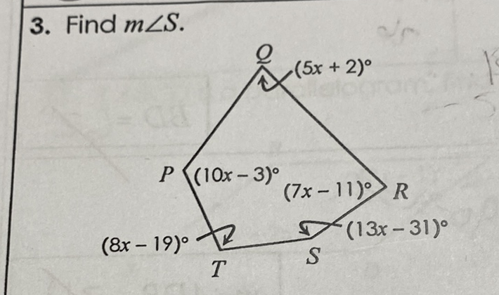 3. Find \( m \angle S \).