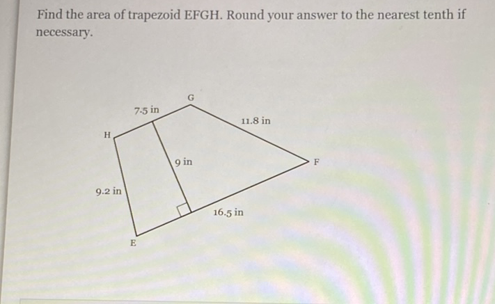 Find the area of trapezoid EFGH. Round your answer to the nearest tenth if necessary.
