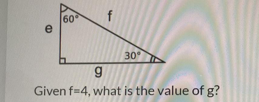 Given \( f=4 \), what is the value of \( g \) ?