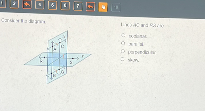 Consider the diagram.
Lines \( A C \) and \( R S \) are