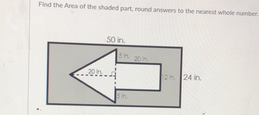 Find the Area of the shaded part, round answers to the nearest whole number.