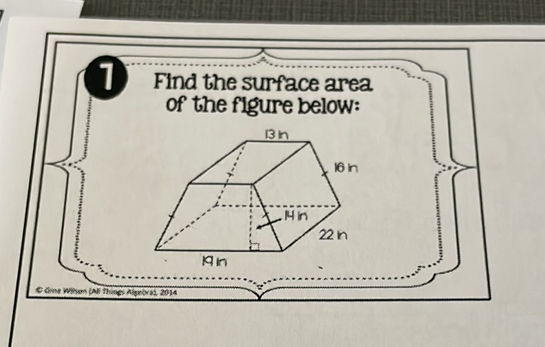 Find the surface area of the figure below: