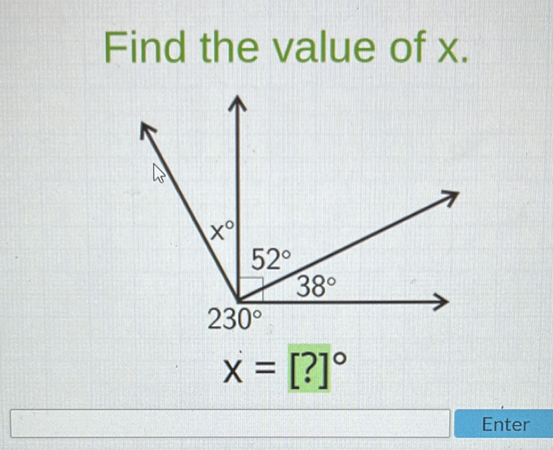 Find the value of \( x \).
Enter