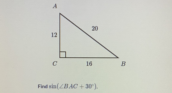 Find \( \sin \left(\angle B A C+30^{\circ}\right) \)