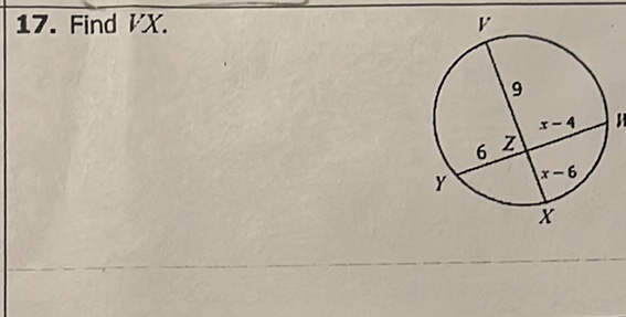 17. Find \( V X \).