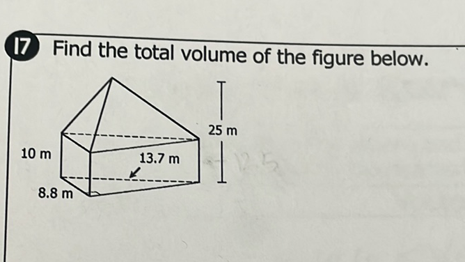 17 Find the total volume of the figure below.