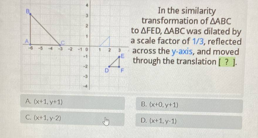 A. \( (x+1, y+1) \)
B. \( (x+0, y+1) \)
C. \( (x+1, y-2) \)
D. \( (x+1, y-1) \)