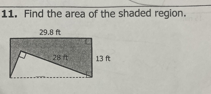 11. Find the area of the shaded region.
