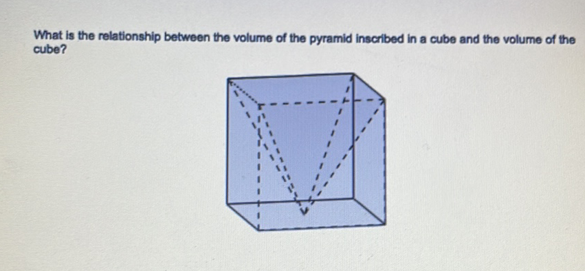 What is the relationship between the volume of the pyramid inscribed in a cube and the volume of the cube?