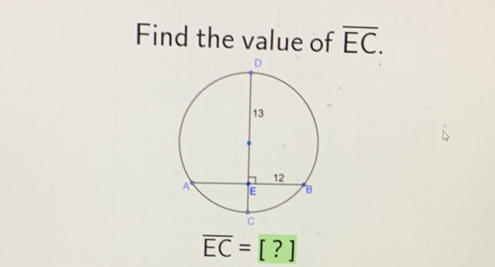 Find the value of \( \overline{E C} \).
\[
\overline{E C}=[?]
\]