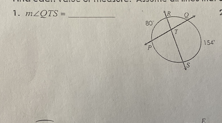 1. \( m \angle Q T S= \)