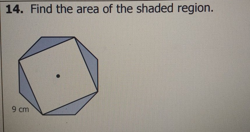 14. Find the area of the shaded region.