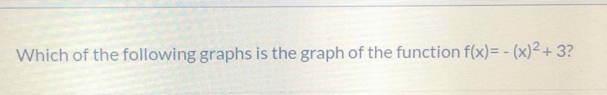 Which of the following graphs is the graph of the function \( f(x)=-(x)^{2}+3 \) ?