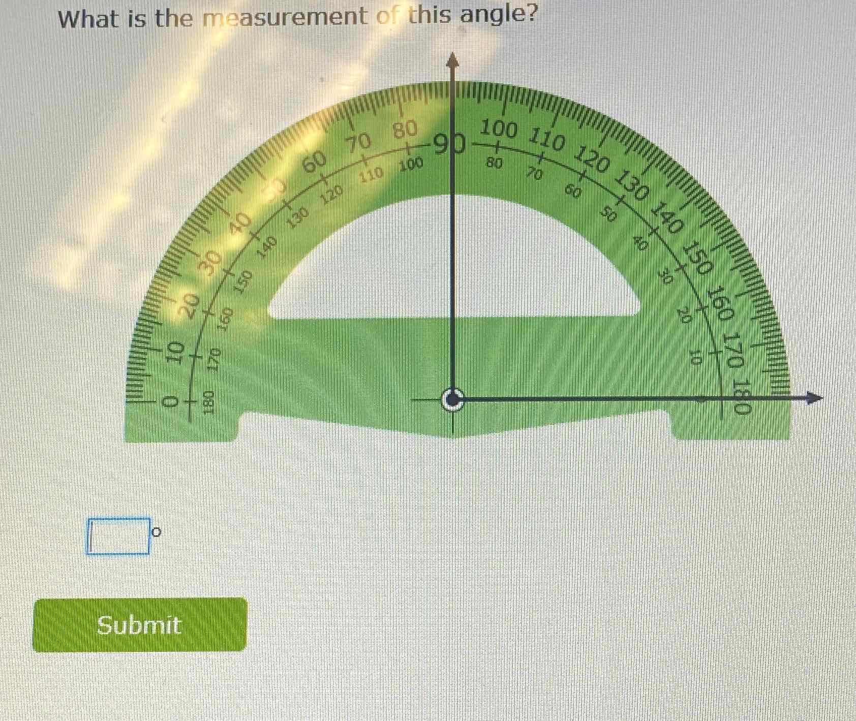 What is the measurement of this angle?
Submit