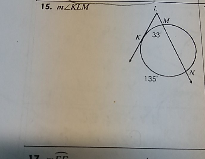 15. \( m \angle K L M \)