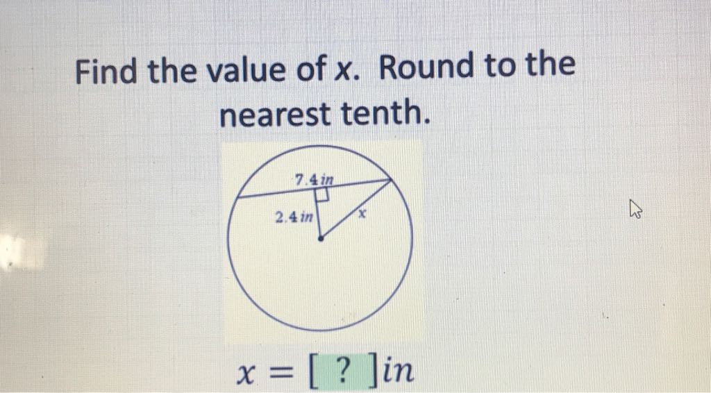 Find the value of \( x \). Round to the nearest tenth.