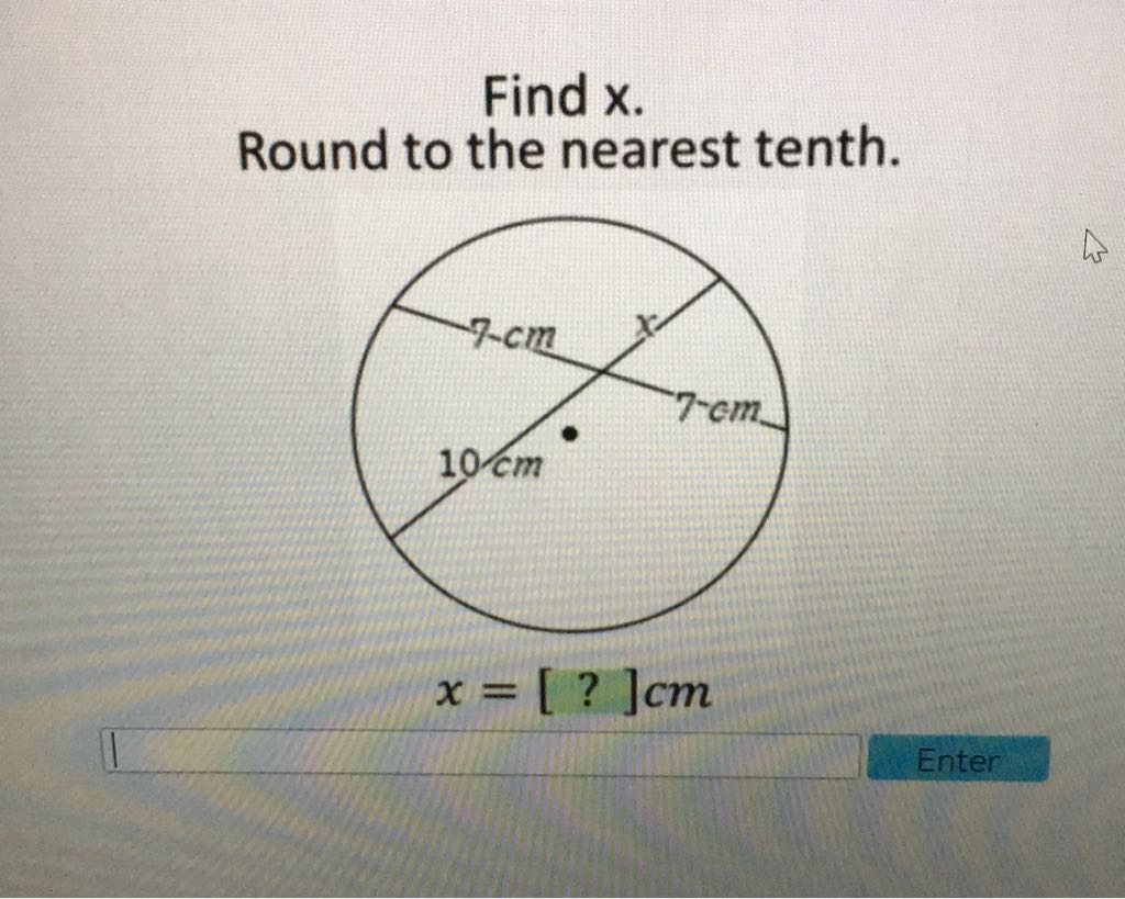 Find \( x \).
Round to the nearest tenth.