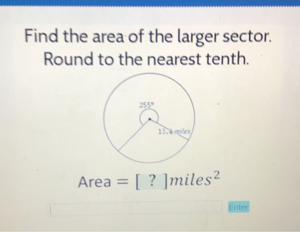 Find the area of the larger sector. Round to the nearest tenth.