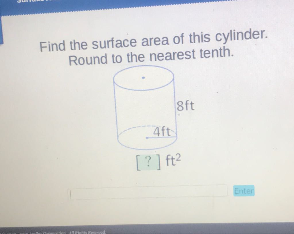 Find the surface area of this cylinder. Round to the nearest tenth.