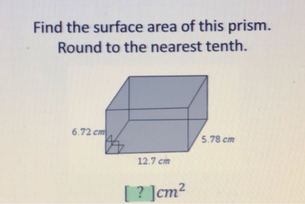 Find the surface area of this prism. Round to the nearest tenth.