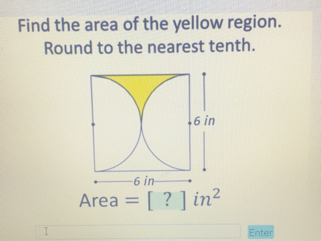 Find the area of the yellow region. Round to the nearest tenth.