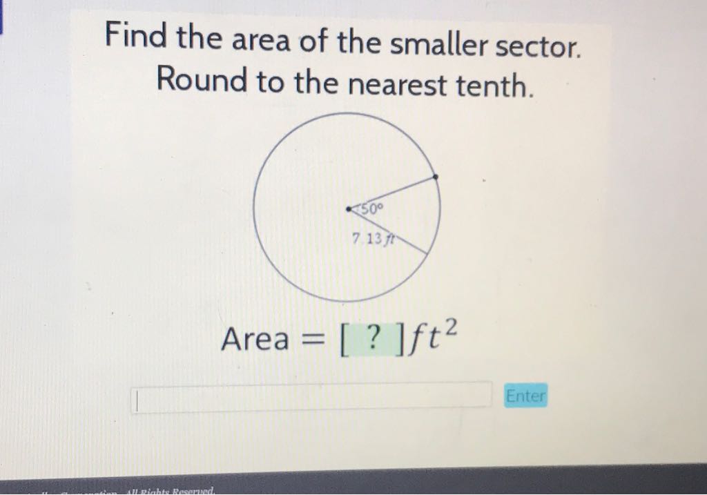 Find the area of the smaller sector. Round to the nearest tenth.