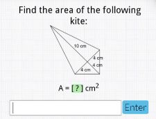 Find the area of the following kite:

Enter